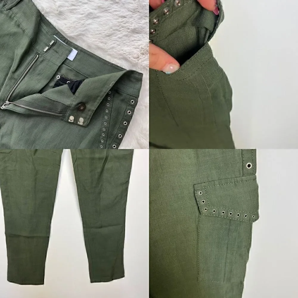 Derek Lam 10 Crosby Easy Cargo Pants w Grommets Utility Military Green size 2